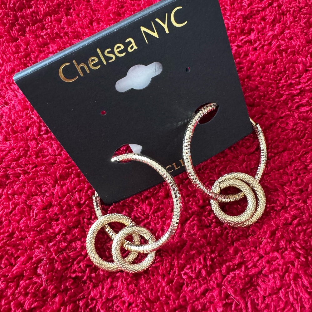 Gold Sparkle Hoop Earrings Clip